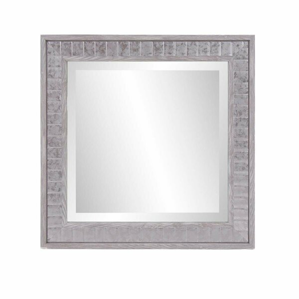 Homeroots Warm Gray Faux Wood Square Mirror 401218